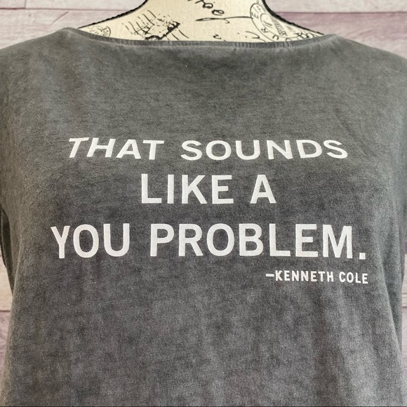 Kenneth Cole ‘That Sounds Like A You Problem’ Gray Sleeveless Top - Picture 6 of 14